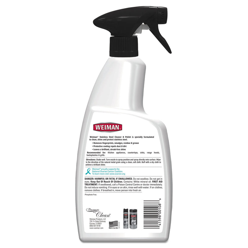 WEIMAN Stainless Steel Cleaner and Polish, Floral Scent, 22 oz Trigger Spray Bottle