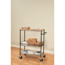 Alera Three-Tier Wire Cart with Basket, Metal, 2 Shelves, 1 Bin, 500 lb Capacity, 34" x 18" x 40", Black Anthracite