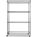 Alera NSF Certified 4-Shelf Wire Shelving Kit with Casters, 48w x 18d x 72h, Black Anthracite