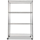 Alera NSF Certified 4-Shelf Wire Shelving Kit with Casters, 48w x 18d x 72h, Silver