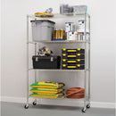 Alera NSF Certified 4-Shelf Wire Shelving Kit with Casters, 48w x 18d x 72h, Silver