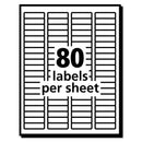 Avery EcoFriendly Mailing Labels, Inkjet/Laser Printers, 0.5 x 1.75, White, 80/Sheet, 100 Sheets/Pack