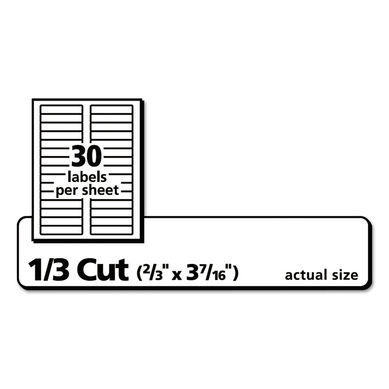 Avery Permanent TrueBlock File Folder Labels with Sure Feed Technology, 0.66 x 3.44, White, 30/Sheet, 60 Sheets/Box
