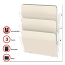 deflecto Unbreakable DocuPocket Wall File, 3 Sections, Letter Size, 14.5" x 3" x 6.5", Clear, 3/Pack