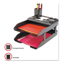 deflecto Corporate Desk Tray Set, 2 Sections, Letter to Legal Size Files, 10" x 13.63" x 2.25", Black, Set