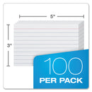 Oxford Ruled Index Cards, 3 x 5, White, 100/Pack