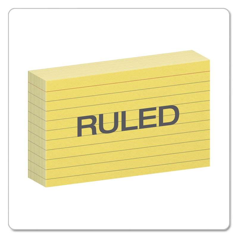 Oxford Ruled Index Cards, 3 x 5, Canary, 100/Pack