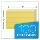 Oxford Ruled Index Cards, 3 x 5, Canary, 100/Pack
