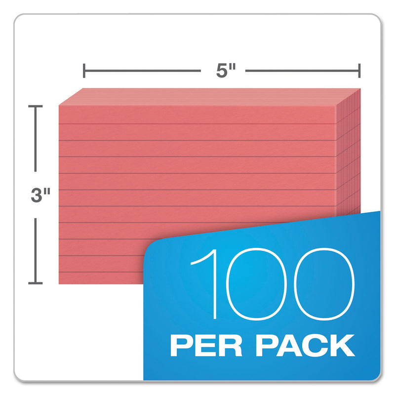 Oxford Ruled Index Cards, 3 x 5, Cherry, 100/Pack
