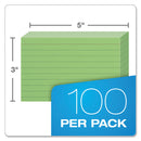 Oxford Ruled Index Cards, 3 x 5, Green, 100/Pack