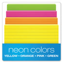 Oxford Ruled Index Cards, 3 x 5, Glow Green/Yellow, Orange/Pink, 100/Pack