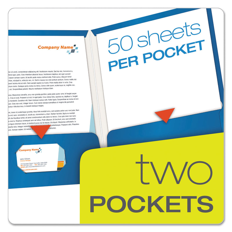 Oxford High Gloss Laminated Paperboard Folder, 100-Sheet Capacity, 11 x 8.5, Blue, 25/Box