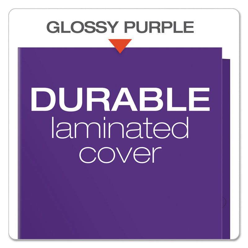 Oxford High Gloss Laminated Paperboard Folder, 100-Sheet Capacity, 11 x 8.5, Purple, 25/Box