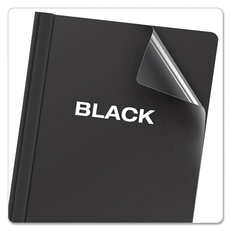 Oxford Clear Front Standard Grade Report Cover, Three-Prong Fastener, 0.5" Capacity, 8.5 x 11, Clear/Black, 25/Box