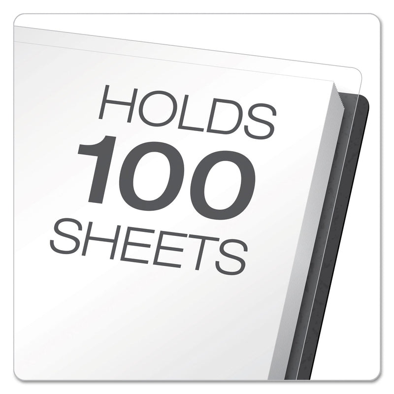 Oxford Clear Front Standard Grade Report Cover, Three-Prong Fastener, 0.5" Capacity, 8.5 x 11, Clear/Black, 25/Box