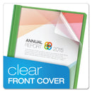 Oxford Clear Front Standard Grade Report Cover, Three-Prong Fastener, 0.5" Capacity, 8.5 x 11, Clear/Green, 25/Box
