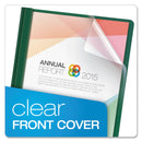 Oxford Clear Front Report Cover, Three-Prong Fastener, 0.5" Capacity, 8.5 x 11, Clear/ Hunter Green, 25/Box