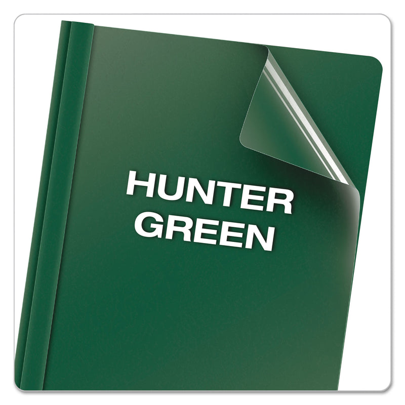 Oxford Clear Front Report Cover, Three-Prong Fastener, 0.5" Capacity, 8.5 x 11, Clear/ Hunter Green, 25/Box