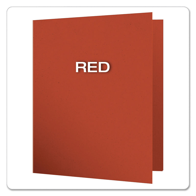 Oxford Earthwise by Oxford 100% Recycled Paper Twin-Pocket Portfolio, 100-Sheet Capacity, 11 x 8.5, Red, 25/Box