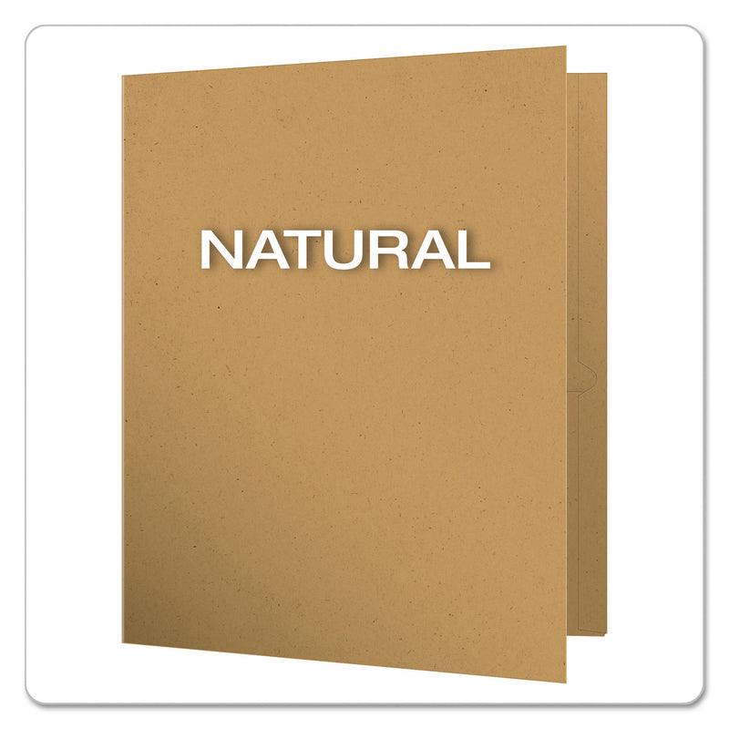 Oxford Earthwise by Oxford 100% Recycled Paper Twin-Pocket Portfolio, 100-Sheet Capacity, 11 x 8.5, Natural, 25/Box