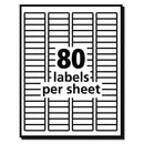 Avery White Address Labels w/ Sure Feed Technology for Laser Printers, Laser Printers, 0.5 x 1.75, White, 80/Sheet, 250 Sheets/Box
