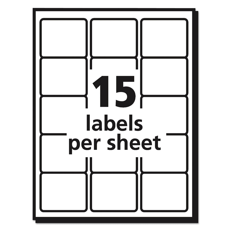 Avery Durable Permanent ID Labels with TrueBlock Technology, Laser Printers, 2 x 2.63, White, 15/Sheet, 50 Sheets/Pack