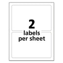 Avery Durable Permanent ID Labels with TrueBlock Technology, Laser Printers, 5 x 8.13, White, 2/Sheet, 50 Sheets/Pack