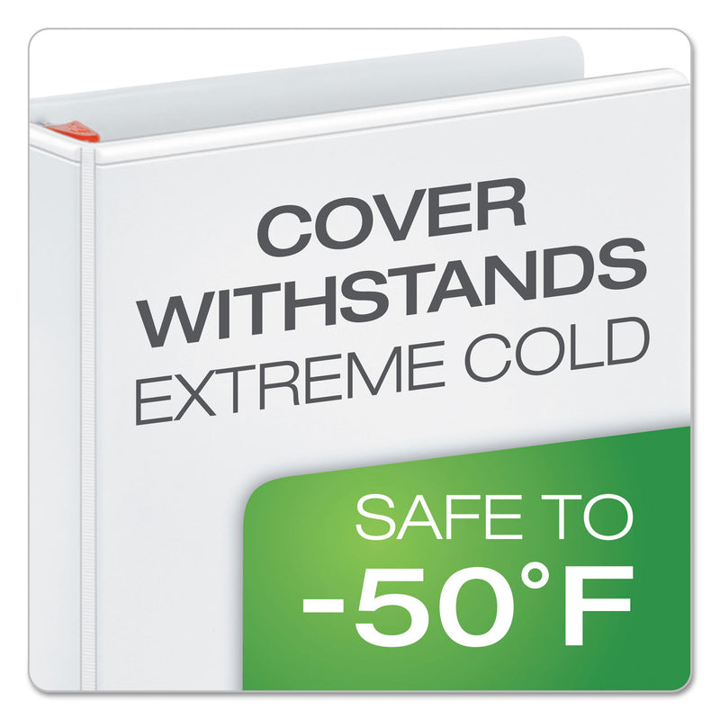 Cardinal XtraLife ClearVue Non-Stick Locking Slant-D Ring Binder, 3 Rings, 5" Capacity, 11 x 8.5, White