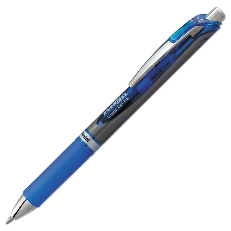 Pentel EnerGel RTX Gel Pen, Retractable, Bold 1 mm, Blue Ink, Blue/Gray Barrel