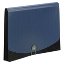 Smead 12-Pocket Poly Expanding File, 0.88" Expansion, 12 Sections, Cord/Hook Closure, 1/6-Cut Tabs, Letter Size, Black/Blue