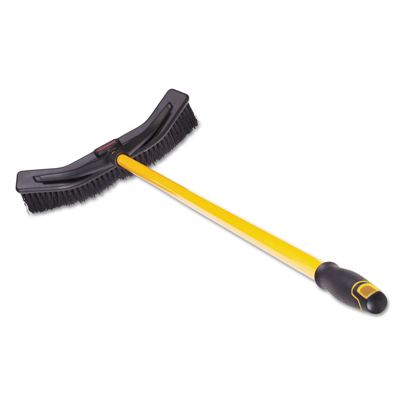 Rubbermaid Maximizer Push-to-Center Broom, Poly Bristles, 18 x 58.13, Steel Handle, Yellow/Black