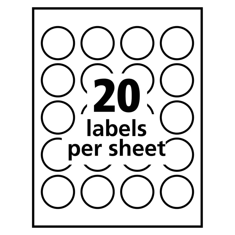 Avery Round Print-to-the Edge Labels with SureFeed and EasyPeel, 1.67" dia, Glossy Clear, 500/PK