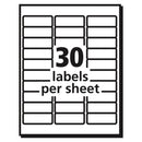 Avery Vibrant Inkjet Color-Print Labels w/ Sure Feed, 1 x 2.63, Matte White, 600/PK