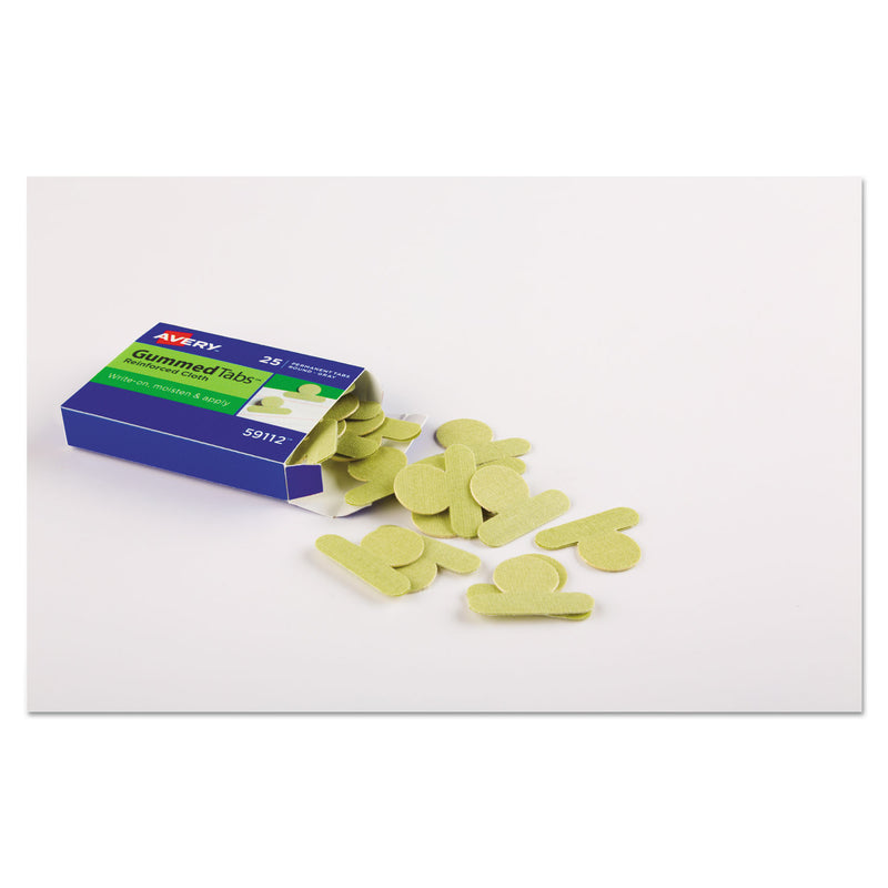 Avery Gummed Reinforced Index Tabs, 1/12-Cut, Olive Green, 0.5" Wide, 25/Pack