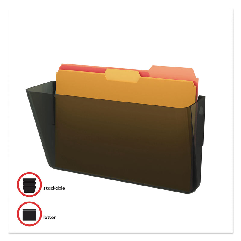deflecto DocuPocket Stackable Wall Pocket, Letter Size, 13" x 4", Smoke
