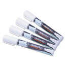 deflecto Wet Erase Markers, Medium Chisel Tip, White, 4/Pack
