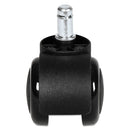 Alera Dual Wheel Hooded Casters, Grip Ring Type B Stem, 2" Soft Nylon Wheel, Black, 5/Set