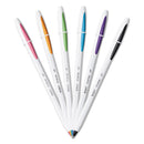 BIC Cristal Up Ballpoint Pen, Stick, Medium 1.2 mm, Assorted Ink Colors, White Barrel, 6/Pack