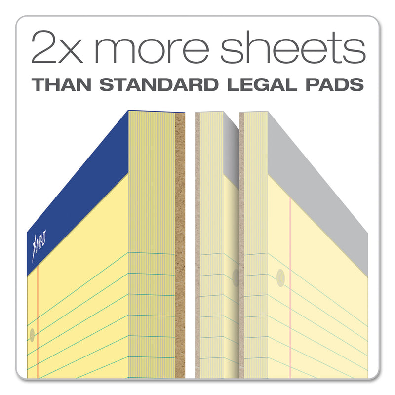 Ampad Double Sheet Pads, Wide/Legal Rule, 100 Canary-Yellow 8.5 x 11.75 Sheets