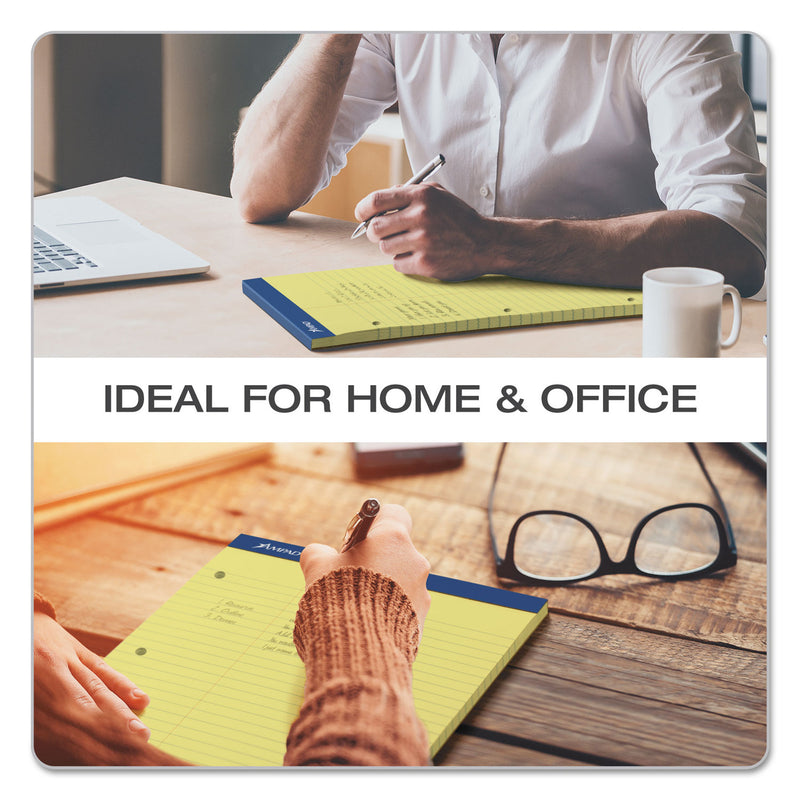 Ampad Double Sheet Pads, Pitman Rule Variation (Offset Dividing Line - 3" Left), 100 Canary-Yellow 8.5 x 11.75 Sheets