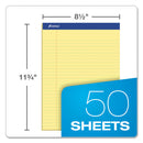 Ampad Perforated Writing Pads, Wide/Legal Rule, 50 Canary-Yellow 8.5 x 11.75 Sheets, Dozen