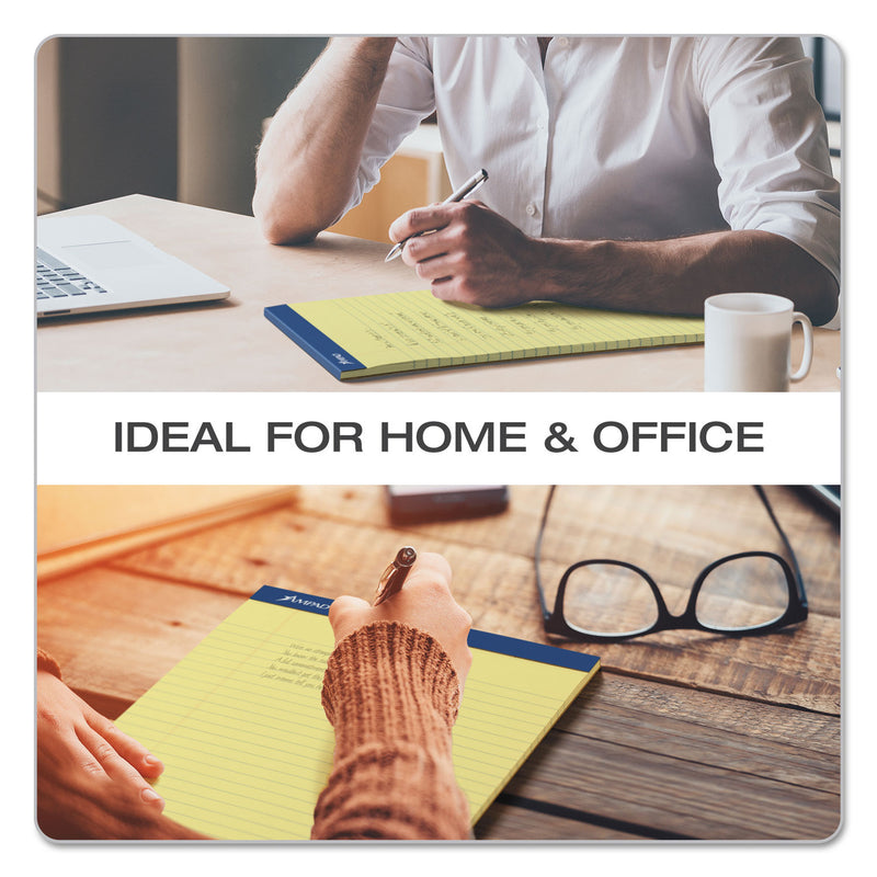 Ampad Perforated Writing Pads, Wide/Legal Rule, 50 Canary-Yellow 8.5 x 11.75 Sheets, Dozen