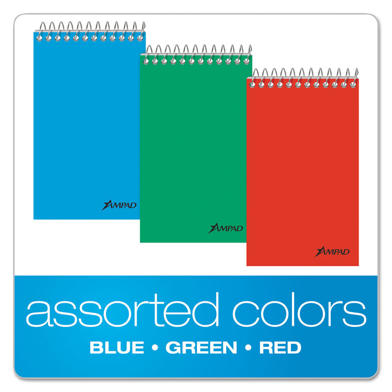 Ampad Memo Pads, Narrow Rule, Assorted Cover Colors, 60 White 3 x 5 Sheets, 3/Pack