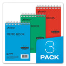 Ampad Memo Pads, Narrow Rule, Assorted Cover Colors, 40 White 4 x 6 Sheets, 3/Pack