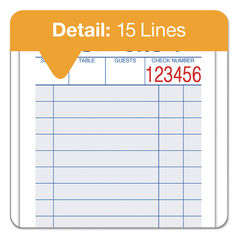 Adams Guest Check Unit Set, Two-Part Carbonless, 6.38 x 3.38, 1/Page, 50 Forms/Pad, 10 Pads/Pack