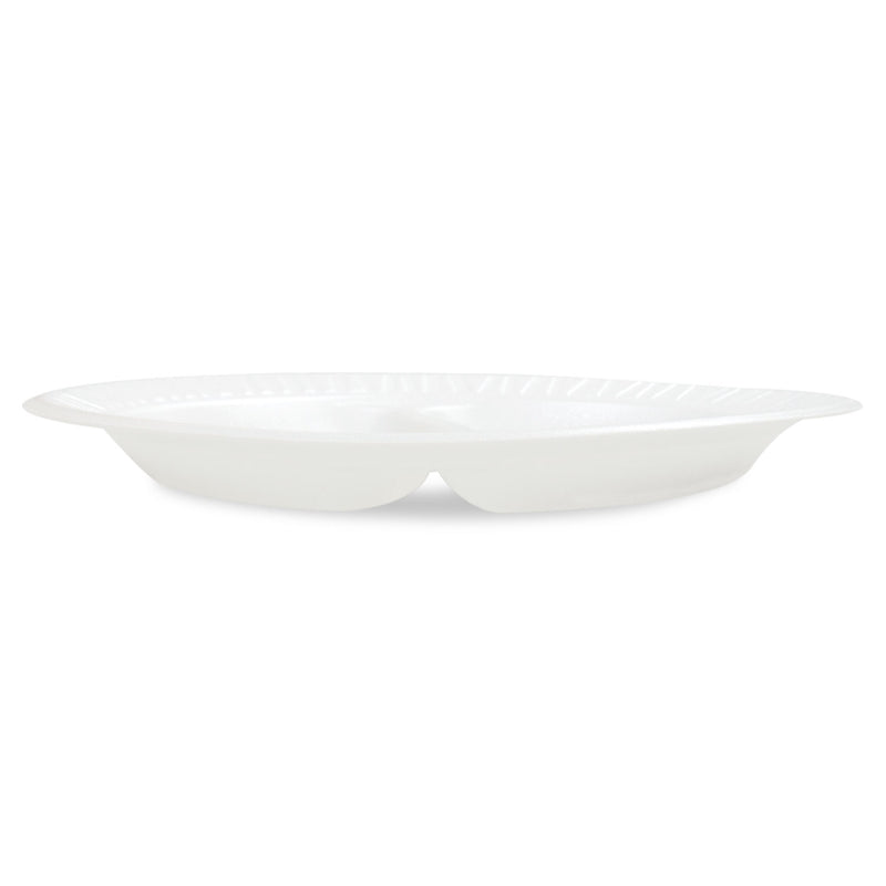 Dart Concorde Foam Plate, 3-Compartment, 10.25" dia, White, 125/Pack, 4 Packs/Carton