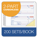 Adams TOPS Money/Rent Receipt Book, 7.13 x 2.75, Two-Part Carbon, 4/Page, 200 Forms