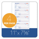 Adams Receipt Book, Three-Part Carbonless, 7.19 x 11, 4/Page, 100 Forms