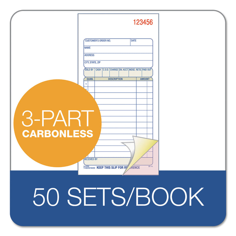Adams Carbonless Sales Order Book, Three-Part Carbonless, 3.25 x 7.13, 50 Forms