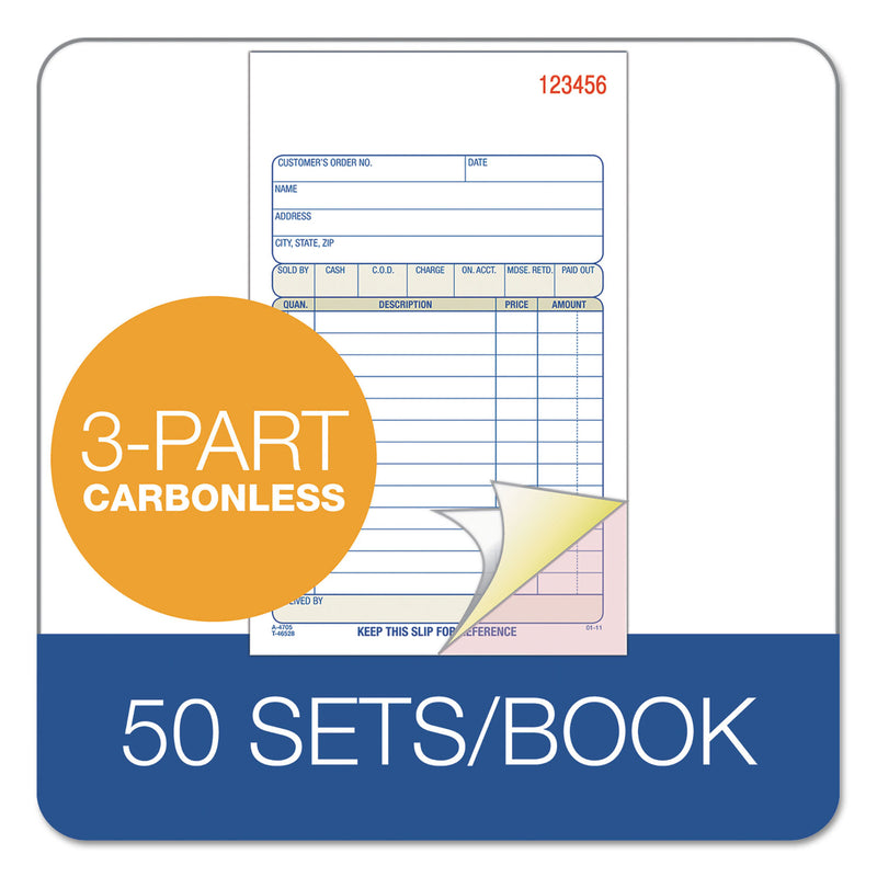Adams Carbonless Sales Order Book, Three-Part Carbonless, 4.19 x 7.19, 50 Forms